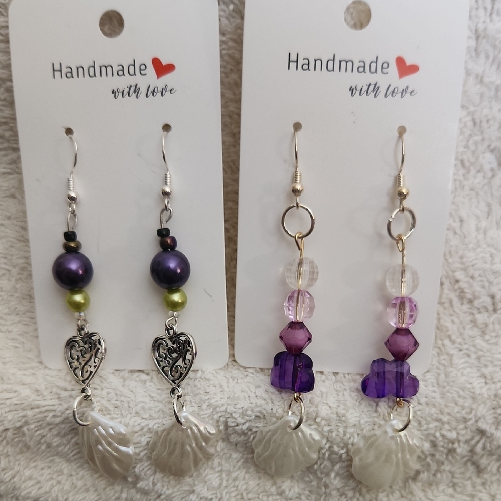 Purple and Silver Earrings Set
